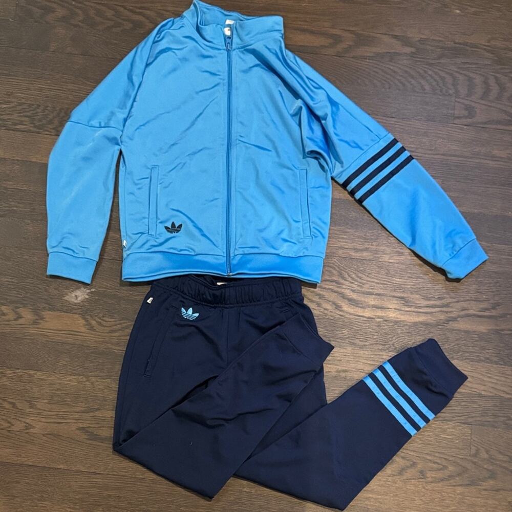 adidas Kids Blue and Navy Track Jacket & Pants Set